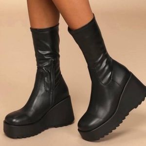 Steve Madden Proceed Wedge Boots Black